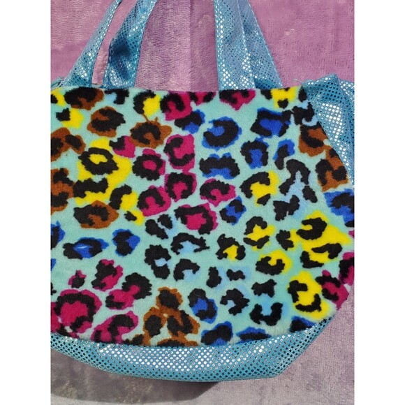 RARE Homerbest Blue Leopard Print Purse Tote Plush 7" x 3" x 4" - Picture 3 of 5